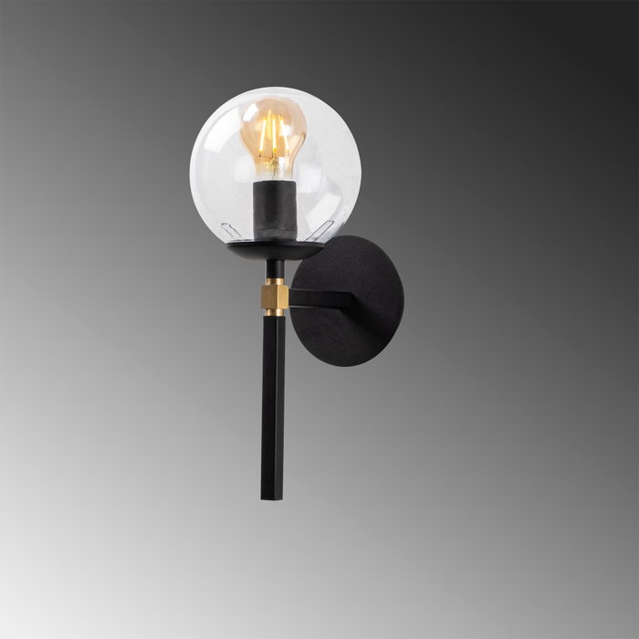 Opviq Gondol - 3042 Lámpara de pared negra con tapa de cristal